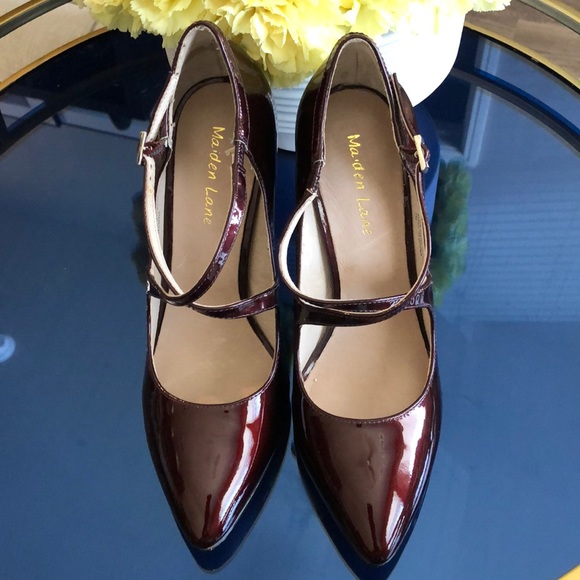 Maiden Lane Helen Crisscross Patent Pumps - Picture 6 of 8